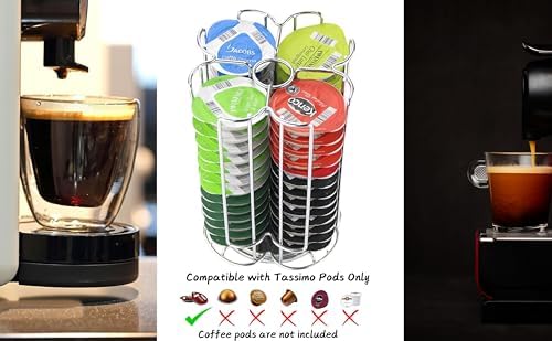 Exzact Coffee Capsule Holder, Max Capacity 52 pods - Rotating Coffee Pod Stand