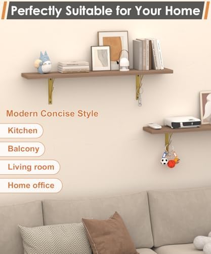 Mocomax 8 Inch Decorative Shelf Brackets, Heavy Duty Floating Shelves, Wall Mount Shelving Bracket, Hardware L Shape Tre