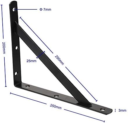 4 Pcs 10inch Tripod Triangle Shelf Brackets, Wall Mounted Shelf Supports Black,BT25004
