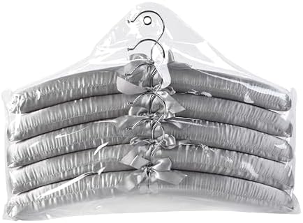 Grey Satin Padded Sweater Hangers 10 Pack, Blouse Hanger with Thick & Soft Foam for Bridal Wedding Dress Lingerie, Smoot