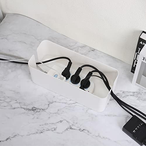 MECCANIXITY Cable Management Box PS Cord Organizer Box with Tie to Hide Wires & Power Strips Desk TV Computer Cable Orga