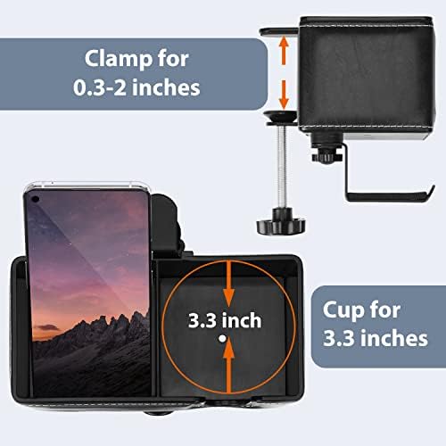 Under Desk Cup Holder Clamp on Cup Holder PU Leather Clip on Desk Organizer