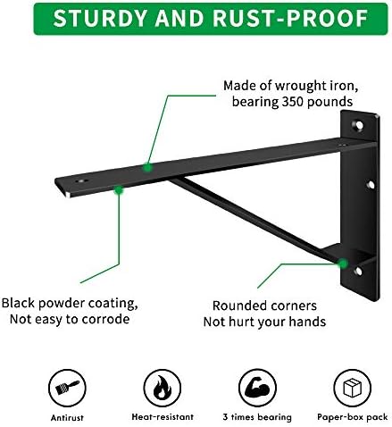 Heavy Duty Shelf Brackets 20 inch, Industrial Wall Brackets with Lip Metal Storage Brackets Outdoor/Indoor Include Screw