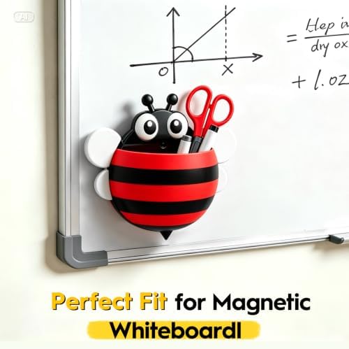KITANIS Cute Bee Magnetic Pen Holder,2 Pack Magnetic Dry Erase Marker Holder,Magnet Storage Marker Pen Pencil Organizer for Refrigerator,Whiteboard,Locker Accessories