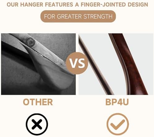 Wooden Suit Hangers with Non Slip Pants Bar, Walnut, 6-Pack, 17.5"