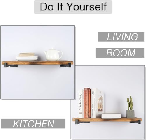 OVOV 6 Pack 6 Inch Black Shelf Brackets with Lip Wall Shelf Brackets