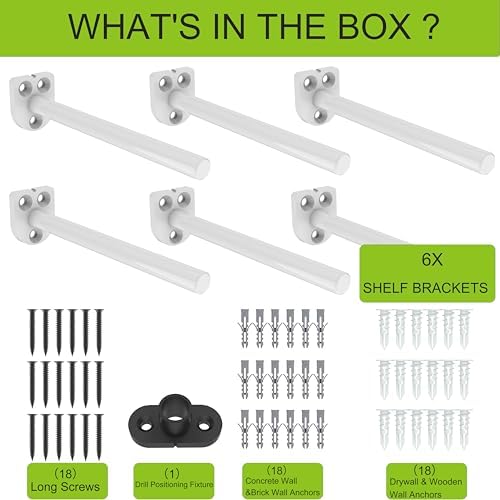4 in Hidden Floating Shelf Brackets 6 Pack, 1/4" Thick Heavy Duty