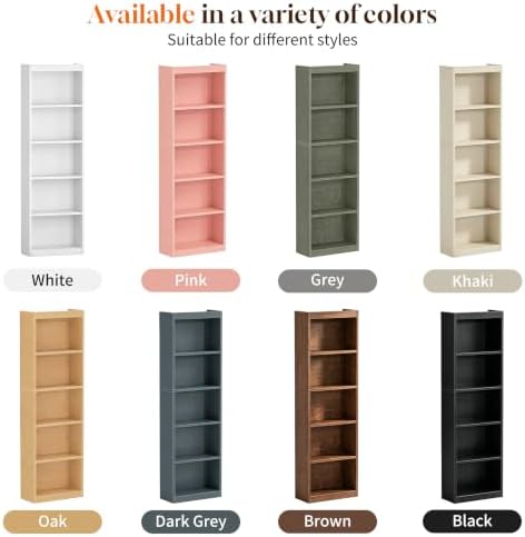 White Book Shelf,5-Tier Bookshelf Storage Shelves,68 Inch Bookcase