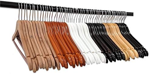 Wood Suit Clothes Closet Hanger w/Bar - Set of 50 Cherry Finish Hangers