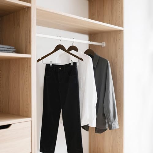 Wooden Hangers with Adjustable Metal Clips, 12-Pack, Walnut