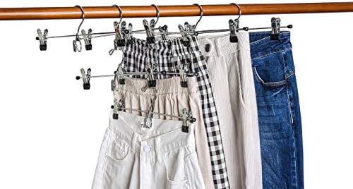 Amber Home 26 Pack Heavy Duty Add on Metal Pants Skirt Hangers with Clips