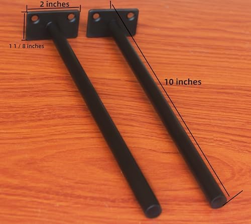 8 Pcs 10" Black Solid Steel Floating Shelf Bracket Blind Shelf Supports - Hidden Brackets for Floating Wood Shelves - Co