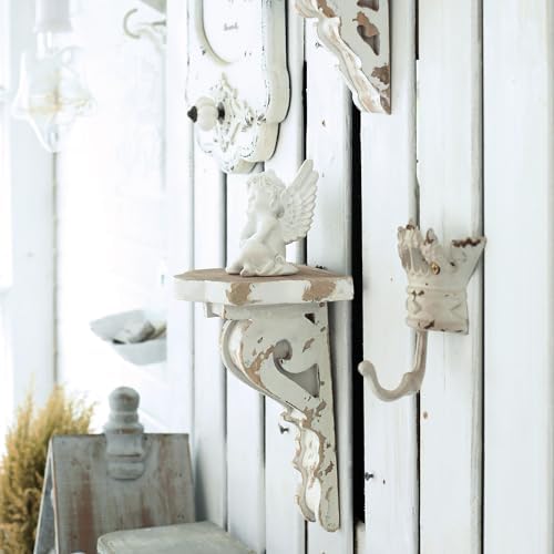 BIG FORTUNE Set of 2 Corbels for Shelves Wood Corbels Decorative Shelf Brackets Wooden Vintage Shelf Farmhouse Decor Whi