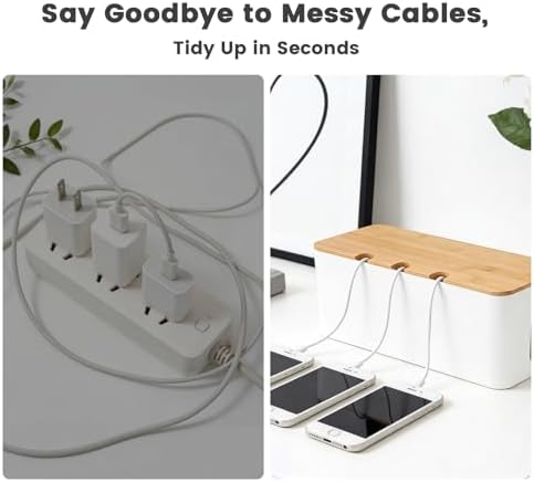 2Pack Cable Management Box,Wooden Style Cord Organizer Cord Hide Box