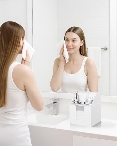 Double Layer Face Towel Holder, Premium Acrylic, Matte White