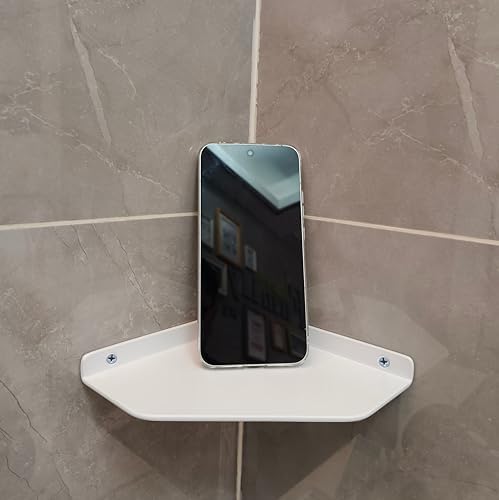 6 Inch White Floating Corner Shelf Wall Mounted, Triangle Decorative Shelf for Home, Bathroom, Phone & Small Items