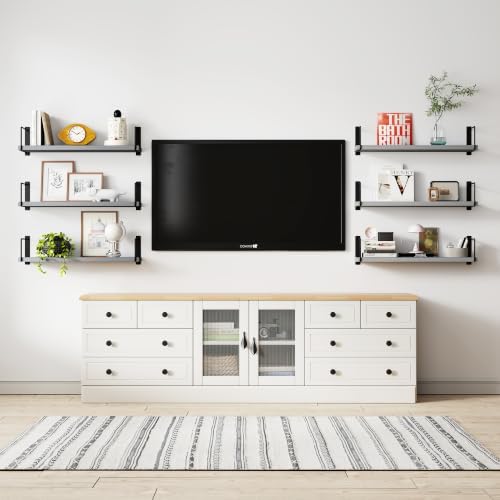 Floating Shelves, 24 In Bookshelves for Room Wall, Shelves on Wall (Grey)