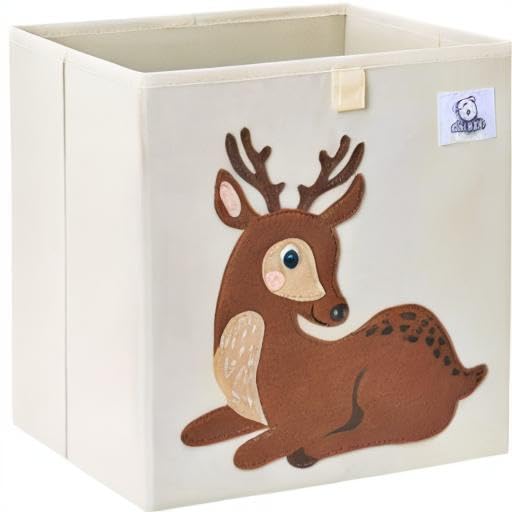Foldable Animal Cube Storage Bins Fabric Toy Box/Chest/Organizer for Toddler/Kids Nursery, Playroom, 13 inch (Deer)