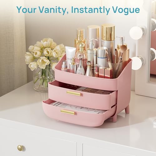 Vtopmart 3-Tier Skincare Makeup Organizer, Pink