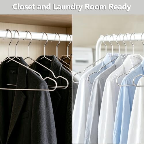 Stainless Steel Hangers, 40 Pack, 16.5 Inch, 15 lb Capacity