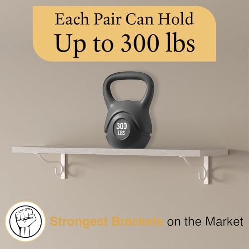 Closet Rod Bracket, 6 Inch Hook Shelf Brackets Heavy Duty Wall Mounted, Black Closet Rod Support Brackets for Curtains,