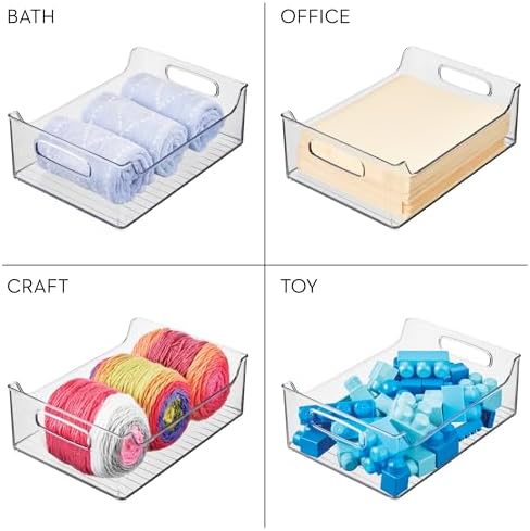 iDesign Stackable Clear Plastic Storage Bin, 4-Pack