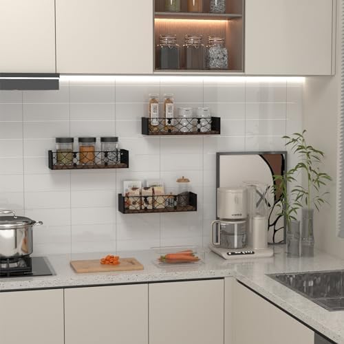 Wall Shelf with Removable Railing, 3 Same Sizes Floating Shelves
