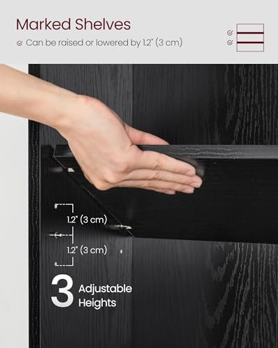 VASAGLE Set of 2 3-Tier Bookshelves, Adjustable Storage Shelves