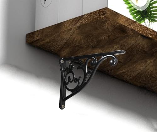 Heavy Duty Solid Stand,6 Inch 2 Pack Black,Right Angle Wall Panel Support Bracket,Decorative Shelf Bracket,Heavy Duty Vi