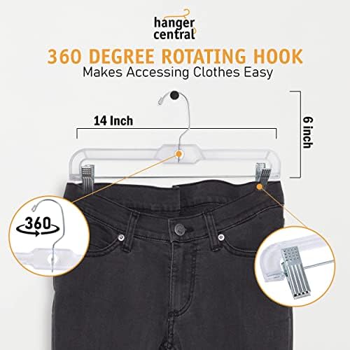 14 Inch Clear Pants Hangers, 12 Pack