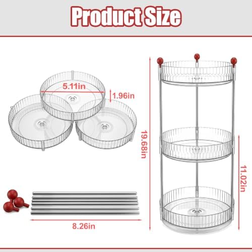 3 Tier Rotary Medicine Cabinet Organizer, Lazy Susan Medicine Organizer