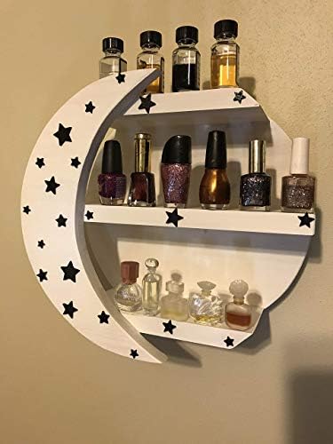 White Moon Shelf, Essential Oil Shelf, Moon Wall Decor, Crystal Display Shelf, Moon Shaped Shelf for Crystals, Moon Deco