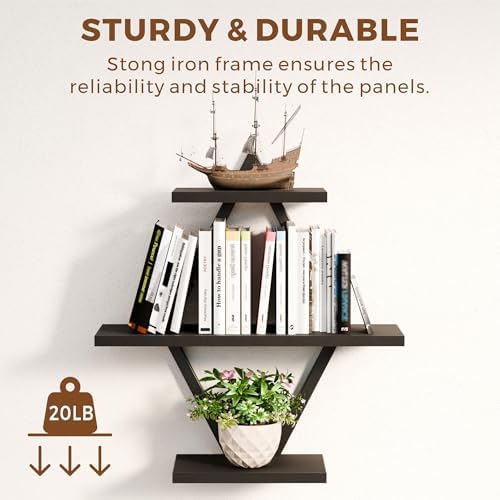 Floating Wall Shelves, Set of 2, Black