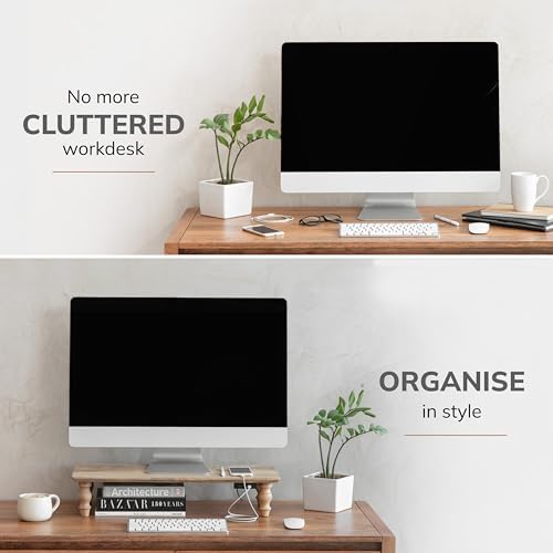 Anji Mountain Monitor Stand for Desk - Desktop Organizer & Laptop Riser, Ergonomic Monitor Riser, Space-Saving, Durable,