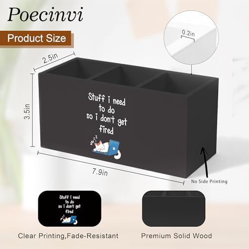 Funny Cat Pen Holder for Home Office Desk, Funny Office Gifts for Cat Lovers, Stuff I Need to Do So I Don't Get Fired Wooden Box Sign Pencil Holder for Desk Shelf Organizer