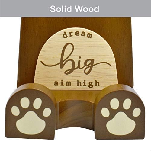 I'm Wood Multipurpose Eyeglass Phone Pen & Pencil Holder Stand Stationery Desk Box Organizer Accessories, Home Office Desktop Decor Birthday Graduation Gifts “Dream Big Aim High”(Bear)