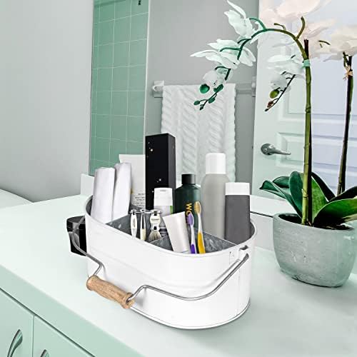 Alpha Living Home 4-Compartment Flatware Caddy, White Metal Cutlery Holder