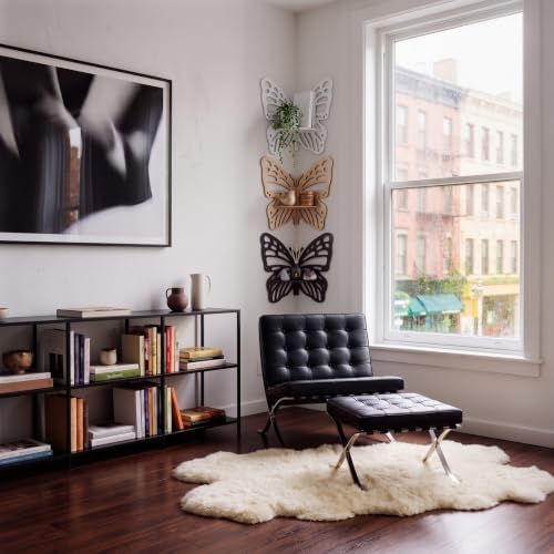 3 Pcs Butterfly Corner Floating Shelves Wall Mounted Set, Neutral Color