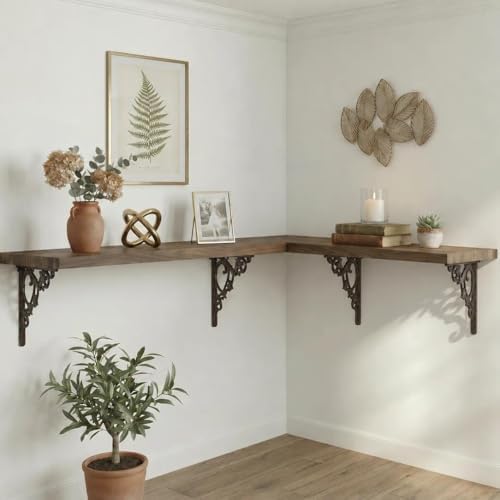 Decorative Shelf Brackets, 9 x 9 inch Antique Shelves Bracket, Wrought Cast Iron Corner Brackets,Wall Decorative, Modern