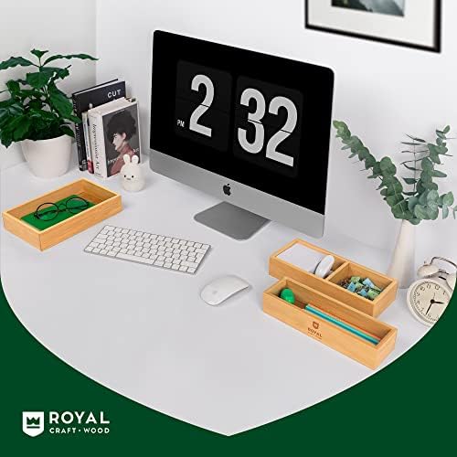 ROYAL CRAFT WOOD Luxury Bamboo Drawer Organizer Storage Box, Bin Set - Multi-Use Drawer Organizer for Kitchen, Bathroom,