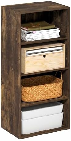 4-Tier Open Shelf Bookcase, Cube Storage Organizer Bookshelf, Book Shelf, 11 x 17 x 35, for Bedroom, Home Office, Living