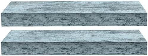 Sorbus 16 Inch Wood Floating Shelves for Wall (2 Pack, Blue)