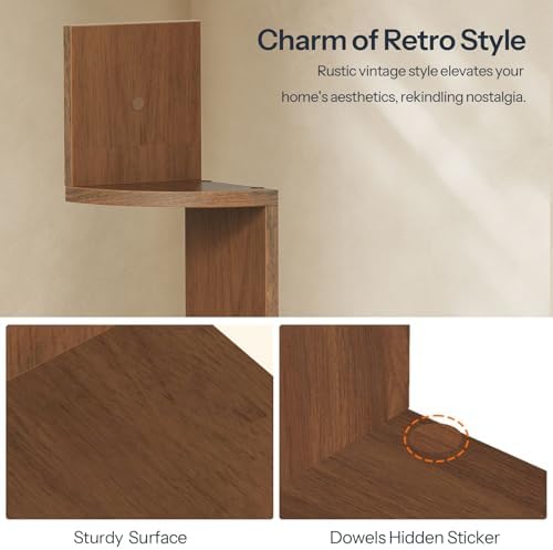 HOOBRO Corner Shelf Wall-Mounted, Set of 2 Floating Corner Shelves for Wall