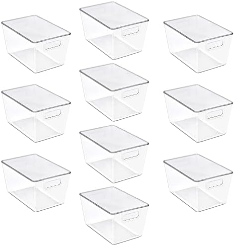 Sorbus Clear Storage Bins with Lids for Kitchen (Large, 10 Pack)