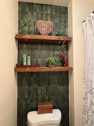 Joel’s Antiques - Set of Two 30 Inch Wooden Floating Shelves for Wall - 30x6x2 in - Made of Natural Wood - Heavy Duty Ru