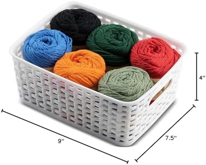 Set of 6 Plastic Storage Baskets - Small Pantry Organizer Basket Bins - Household Organizers with Cutout Handles for Kit