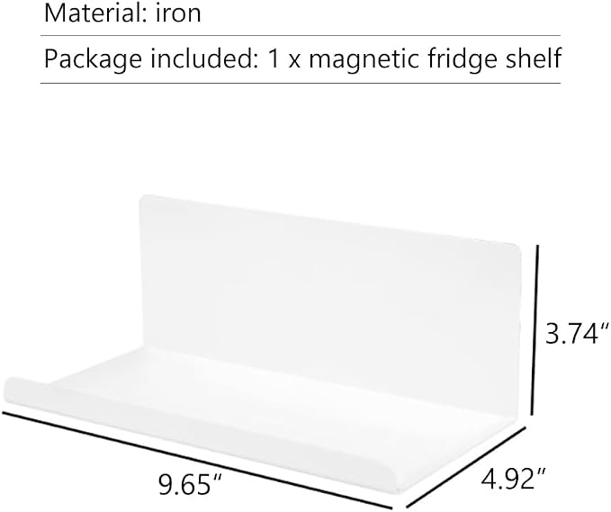 WAYUTO Magnetic Fridge Shelf, Metal Refrigerator Organizer Shelf with Strong Magnets for Kitchen, Locker, Office and Whiteboard Storage, White