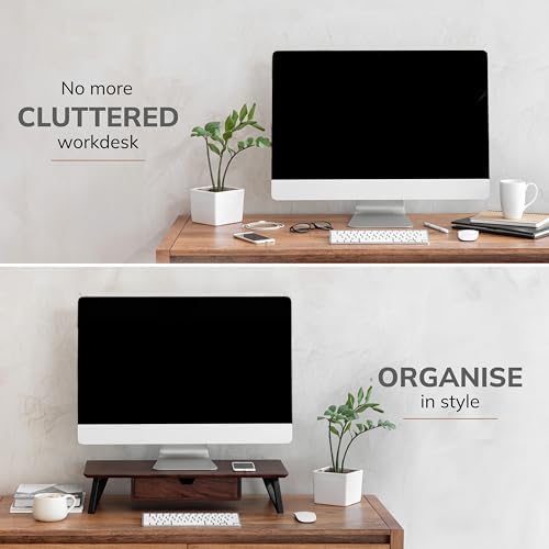 Anji Mountain Monitor Stand for Desk - Desktop Organizer & Laptop Riser, Ergonomic Monitor Riser, Space-Saving, Durable,