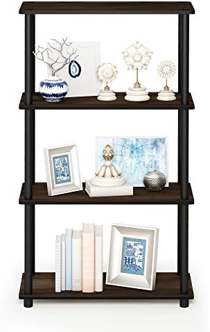 Furinno Turn-N-Tube Toolless 4-Tier Storage Shelves, Columbia Walnut