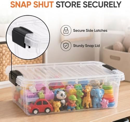 Superio 4.5 Quart Clear Plastic Storage Containers with Lids, Stackable Organizer Bins, BPA-Free Storage Boxes for Home,